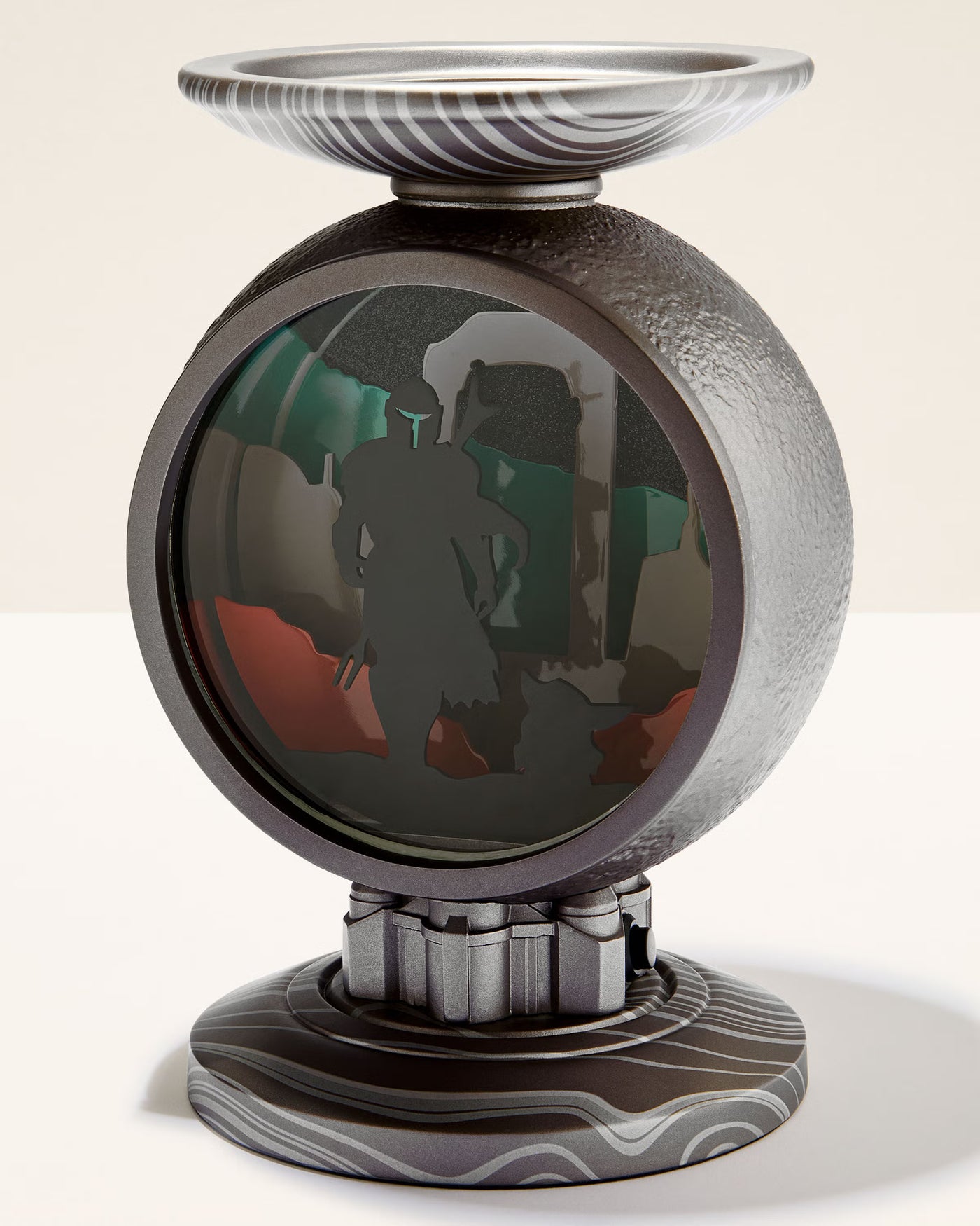 The Mandalorian Light-Up Pedestal 3-Wick Candle Holder